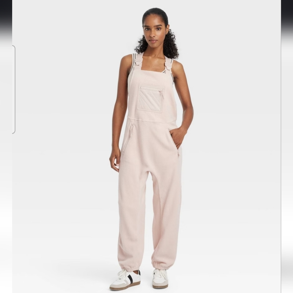 Women's High Pile Fleece Overalls - JoyLab Moon (Cream) M